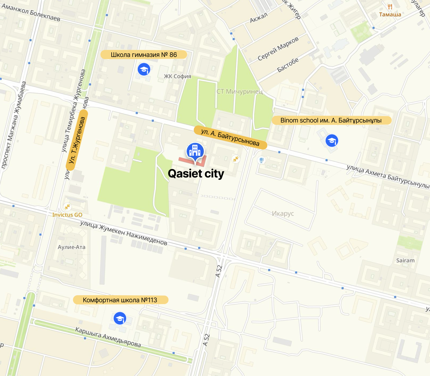 Карта расположения QASIET CITY